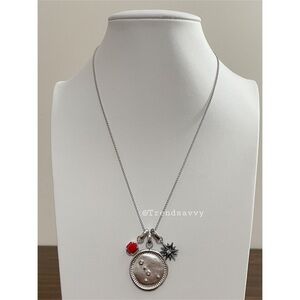 Kendra Scott Cancer Zodiac Charm Necklace Silver Coin Starburst Gift NWT